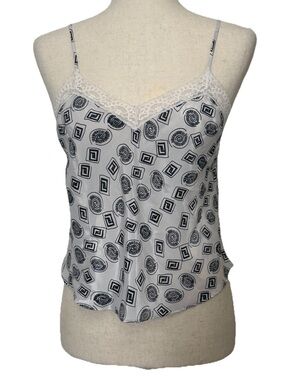 Victoria’s Secret gold label vintage cami top black white print size small